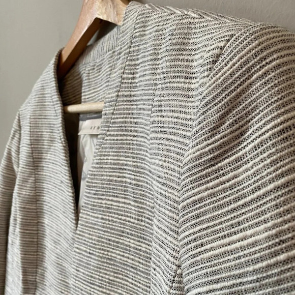 KENAR Nordstrom Womens Large Long Sleeve Striped Linen Career Blazer Jacket Chic - Picture 9 of 16